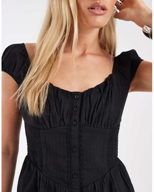 Hollister Black Sweetheart Neckline Peplum Top