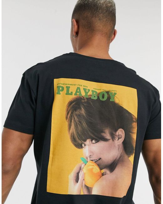 Jack & Jones Black Originals Playboy Back Print T-shirt for men