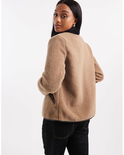 Vero Moda Natural Lightweight Contrast Teddy Jacket