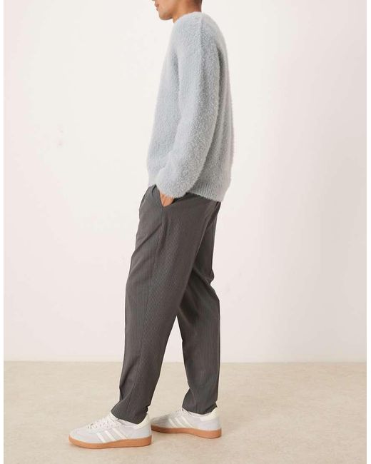 Pantalones De Vestir Grises De Corte Tapered Con Raya Diplomática Y Cinturilla Elástica En La Parte Trasera De ASOS de hombre de color Gray