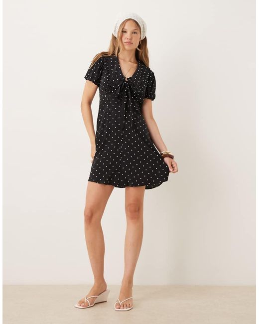 Nobody's Child Black Ottillie Short Sleeve Mini Dress