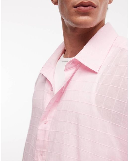 Collusion Pink Boxy Oversized Long Sleeve Shirt for men