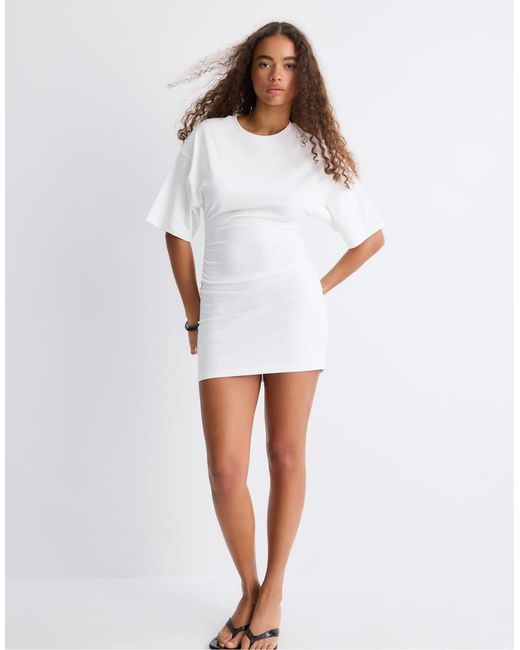 Stradivarius White Short T-shirt Dress