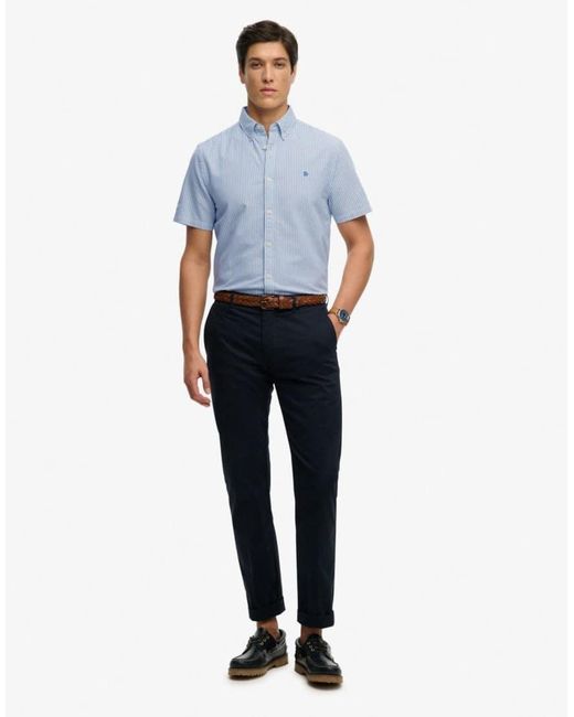 Superdry Blue Preppy Oxford Short Sleeve Shirt for men