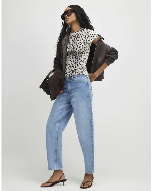 River Island White Cotton Cap Sleeve Animal Print T-Shirt