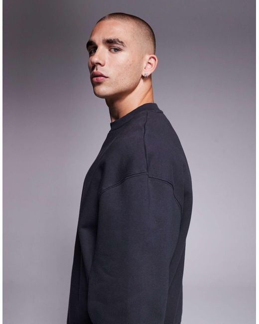 ASOS Blue Premium Heavyweight Oversized Sweatshirt 400gsm for men