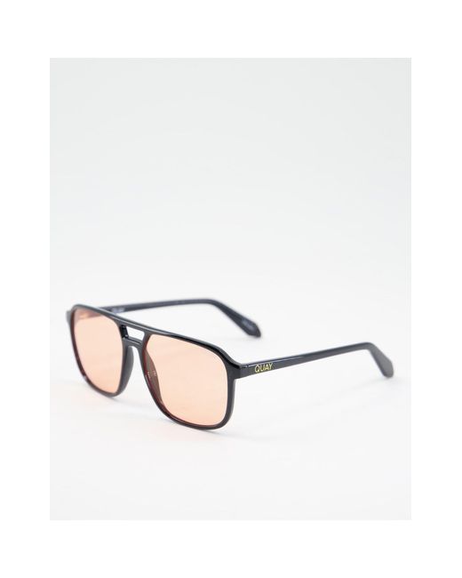 Quay Quay On The Fly Aviator Sunglasses With Orange Lens in Black Lyst