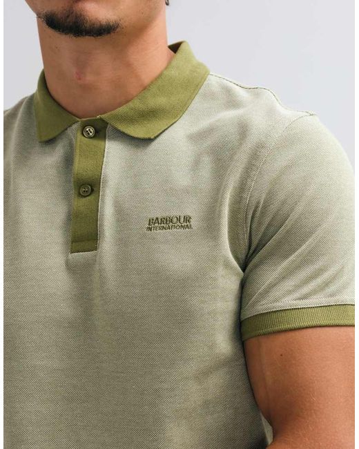 Barbour Green Morley Oxford Short Sleeve Polo Shirt for men