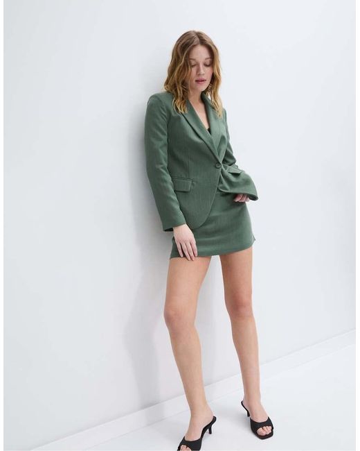 Stradivarius Green Asymmetric Blazer