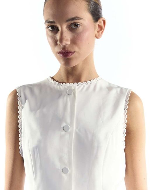 Collective The Label White Sleeveless Mini Shift Dress With Trim