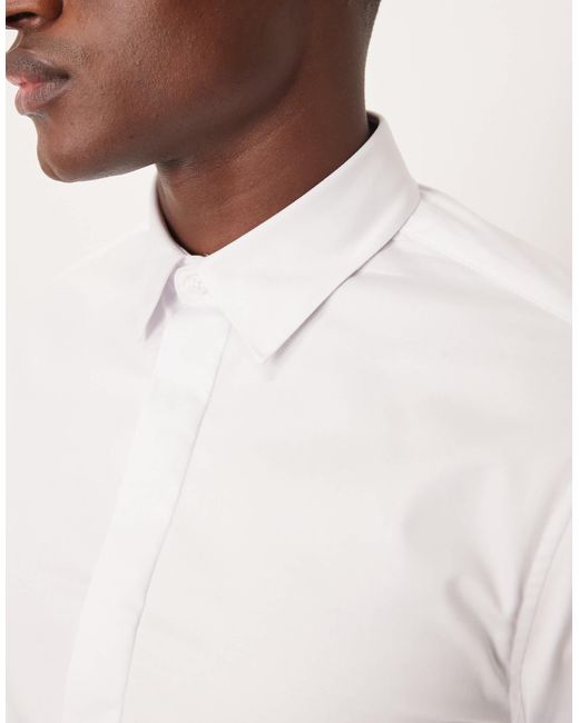 ASOS White Easy Iron Slim Fit Sateen Shirt for men