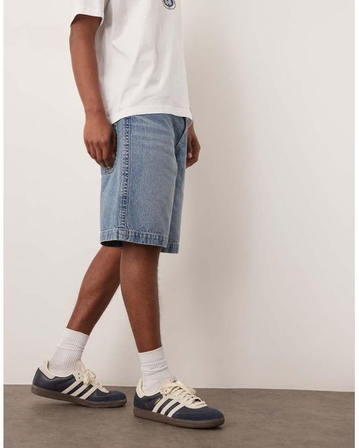 ASOS Denim Jorts Met Geborduurde Zakken in het Blue voor heren