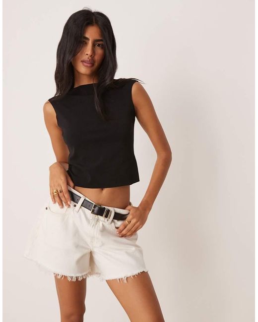 Mango Black Sculpt Backless Tee With Cap Sleeve