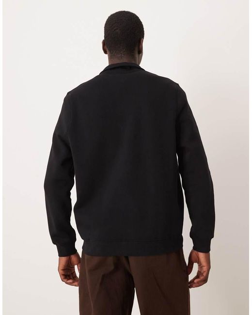 ASOS Black Essential Sweatshirt With Quarter Zip for men