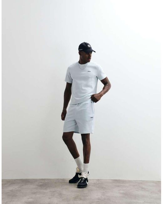 Boss Gray Waffle Shorts With Logo Print for men