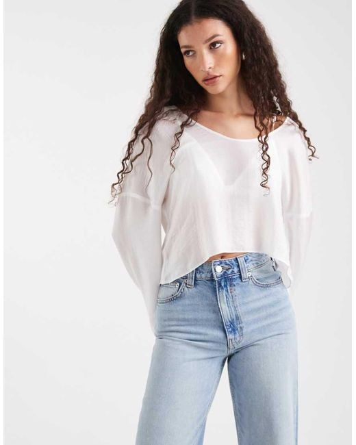 Blusa De Manga Larga Con Detalle Redondeado De ASOS de color Blue