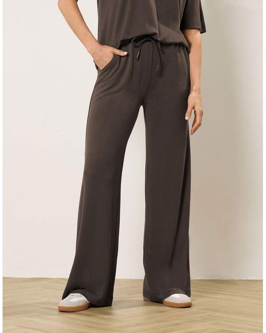 Long Tall Sally Brown Premium Wide Leg Trousers