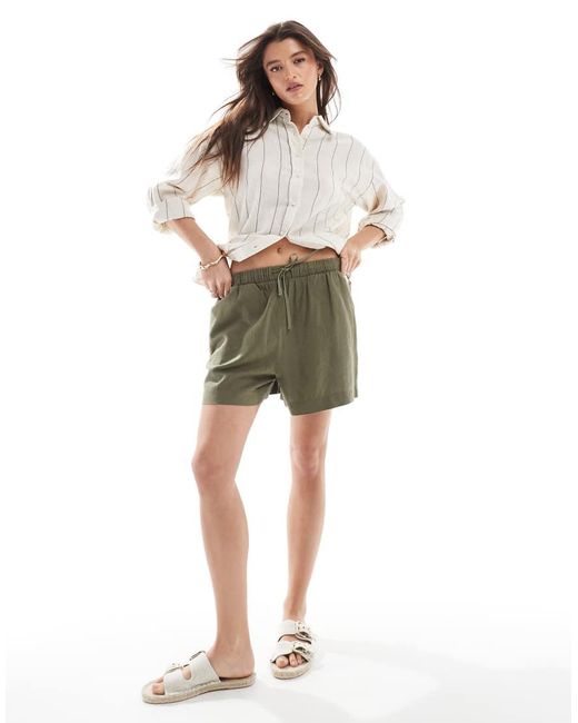 New Look Linnen Shorts in het Green