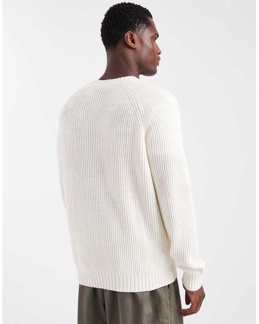 Hollister White Knitted Fisherman Jumper for men
