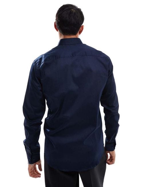 Jack & Jones Blue Premium Slim Fit Stretch Smart Shirt for men