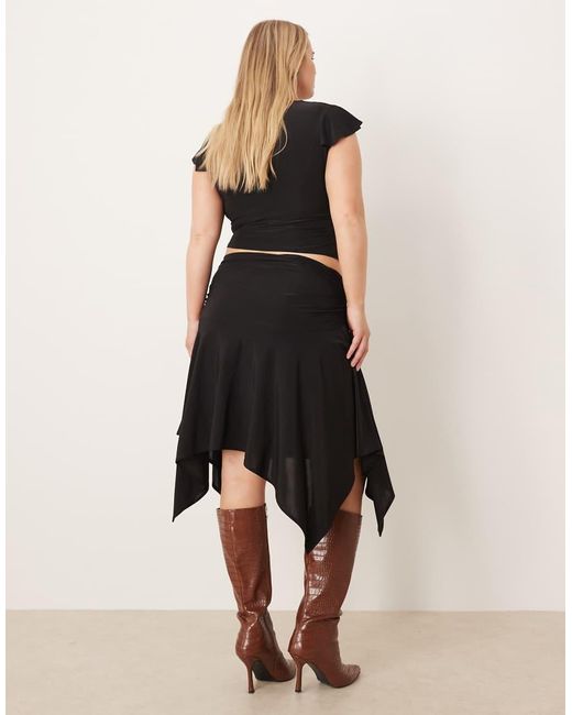 ASOS Black Asos Design Curve Co-Ord Hanky Hem Skirt