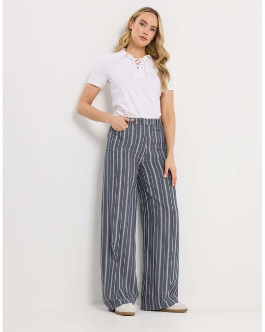 Long Tall Sally Blue Stripe Denim Wide Leg Jeans