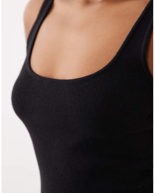 ASOS Black Cotton Blend Knitted Scoop Neck Cami Top
