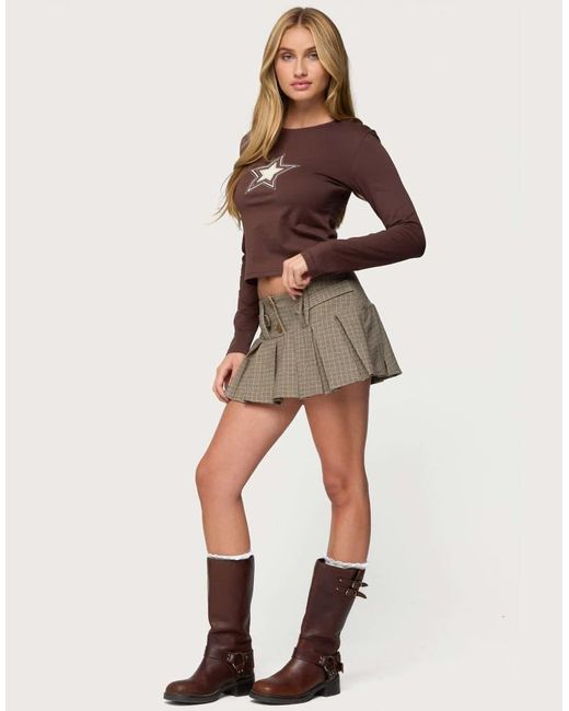 Edikted Brown Starlett Long Sleeve T Shirt