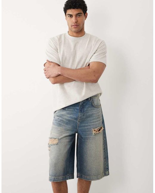 ASOS Losse Jort Met Scheur in het Blue voor heren
