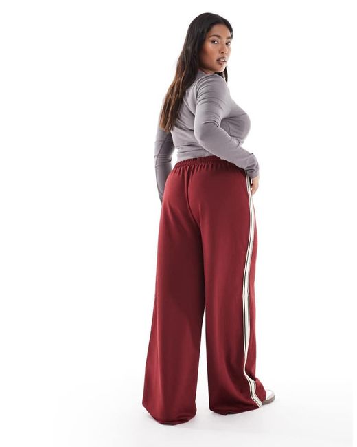 ONLY Red Contrast Panel Wide Leg Trouser