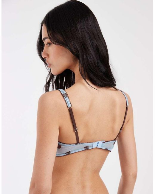 ASOS Black Astrid Sheer Mesh Polka Dot Underwire Bra