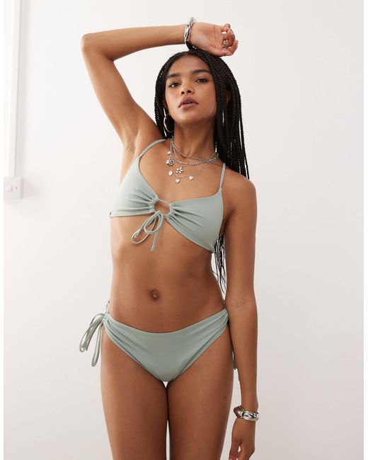 Weekday Brown Bikini Top With Keyhole Detail