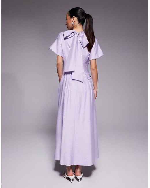 Forever New Purple Flutter Sleeve Midaxi Dress