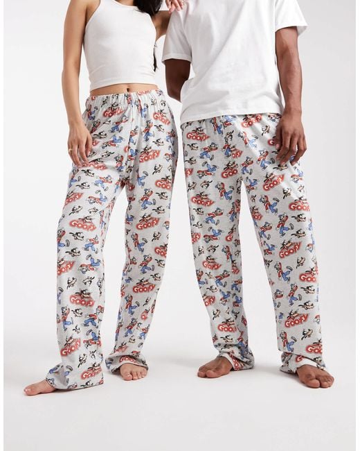 ASOS White Lounge Bottoms With Disney's Goofy Graphic