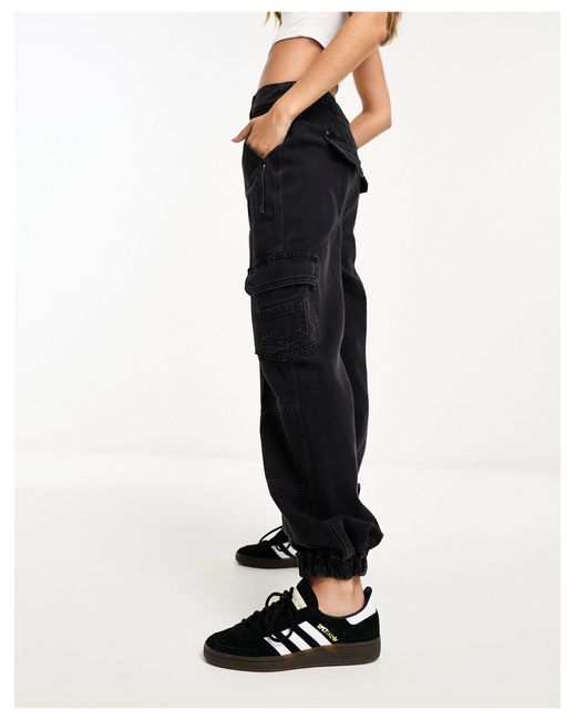 River Island Black Pocketed Cargo Trousers