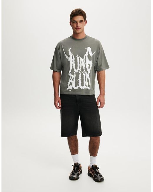 Cotton On Black Cropped Fit Music T-Shirt for men