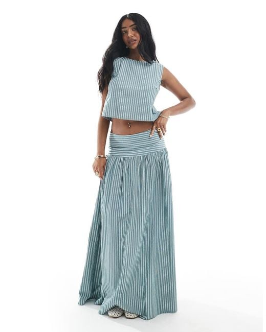 Daisy Street Blue Drop Waist Maxi Skirt