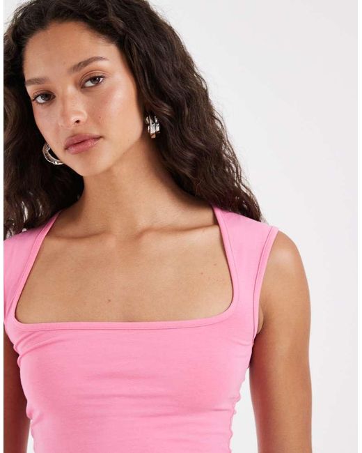 JJXX Pink Soft Square Neck Top