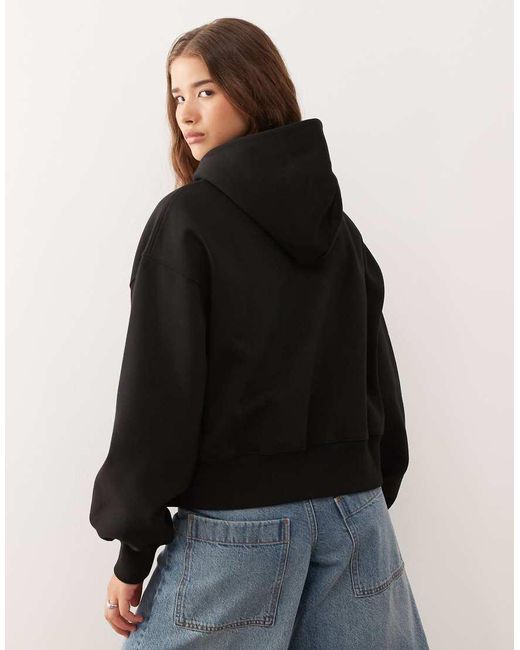 Weekday Zachte Oversized Hoodie Van Zware Jersey Met Rits in het Black