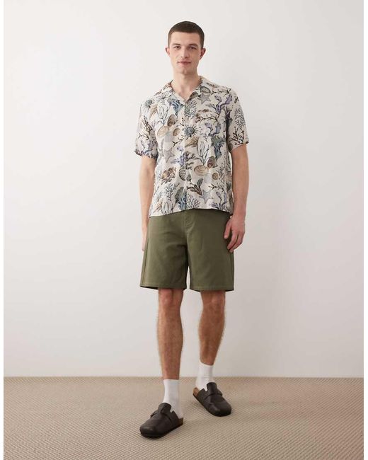 Gant Gray Printed Open Collar Shirt for men