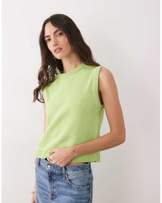 ASOS Green Knitted Cotton Blend Tank Top