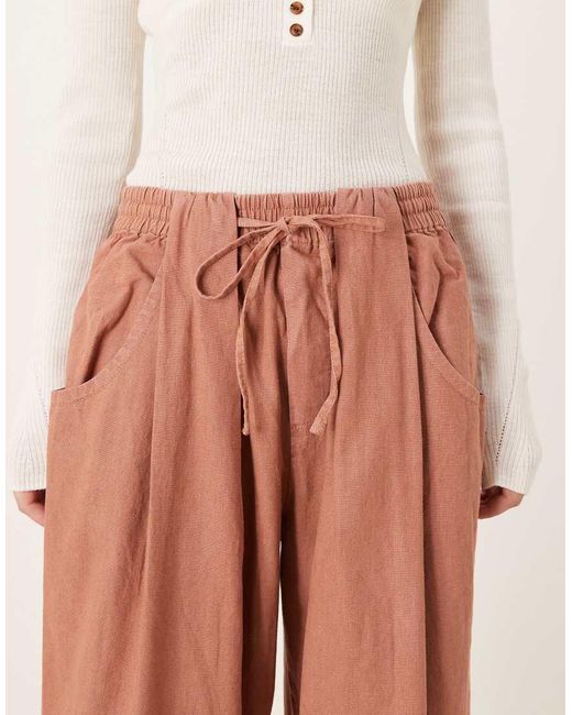 Free People Natural Chambers Laid Back Pull On Trousers