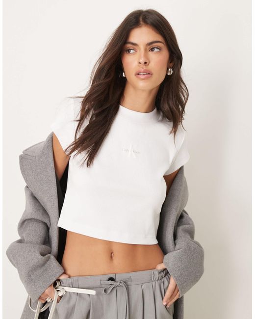Calvin Klein White – knapp geschnittenes t-shirt