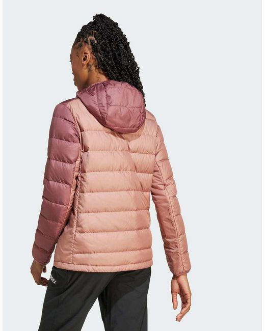 Adidas Red Terrex Multi Light Down Hooded Jacket