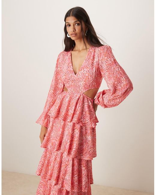 Pretty Lavish Pink Ashton Cut-out Ruffle Maxi Dress