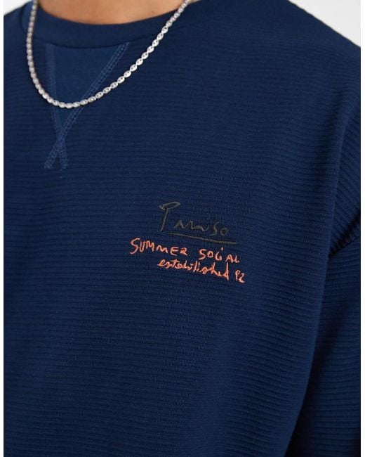 ASOS Blue Super Heavyweight Oversized T-shirt With Chest Graphic for men