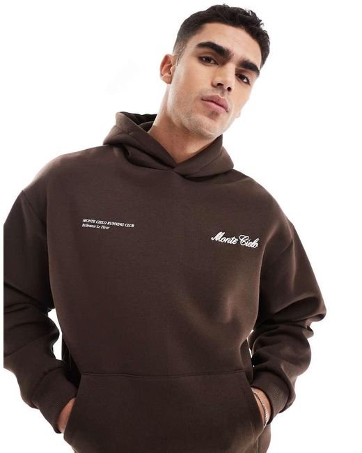 River Island Brown Monte Cielo Club Hoodie for men