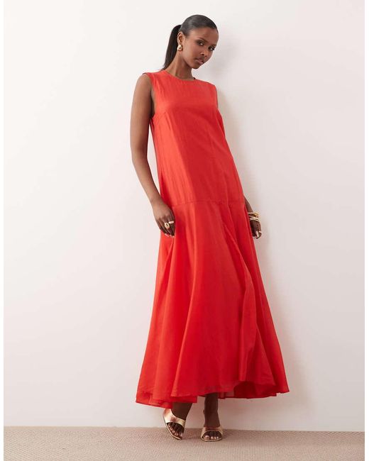 Y.A.S Red Drop Waist Volume Maxi Dress