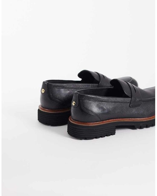 ASOS Black Penny Loafer With Cleated Sole for men
