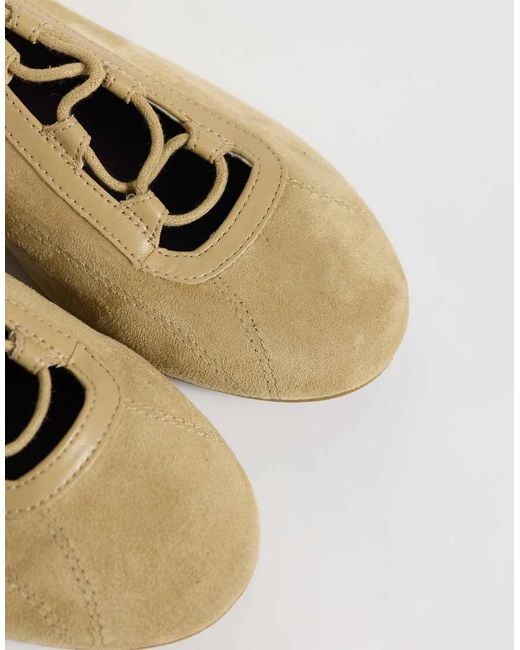 ASOS Natural Liquorice Lace-up Ballet Flats